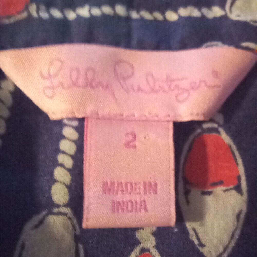Lilly Pulitzer Size 2 Cruiser Button Up Shirt-Camp Oh Buoy-Roll Tab Sleeve - Picture 8 of 10